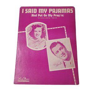 I Said My Pajamas 1950 Vintage Sheet Music Piano Voice Ukulele Easy Listening